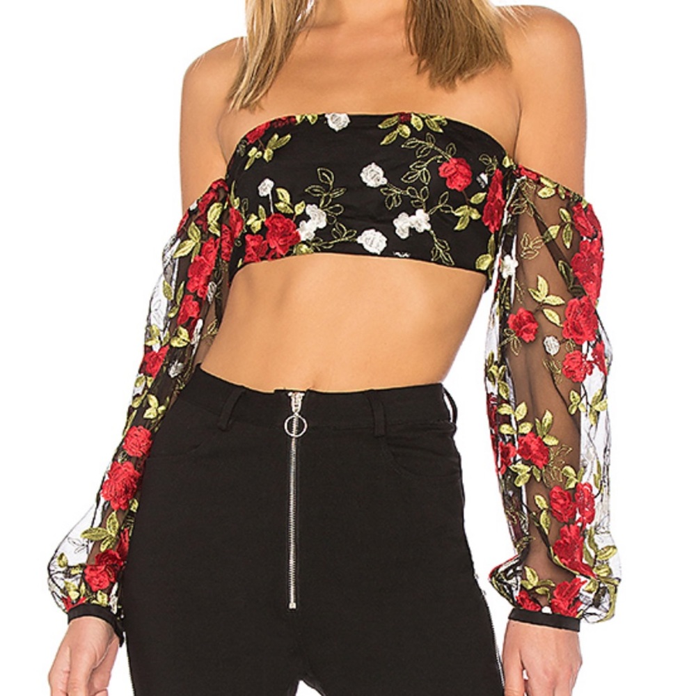 Off the shoulder flower print top